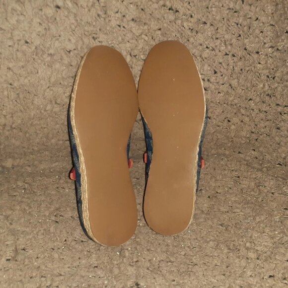 MICHAEL KORS-Signature Blue Denim  w/Red Leather Accent-Mary Janes-Sz6-Excellent - Picture 7 of 7